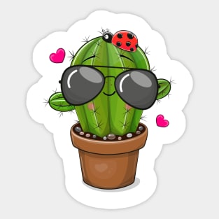 Cool painted cactus with sunglasses Sticker